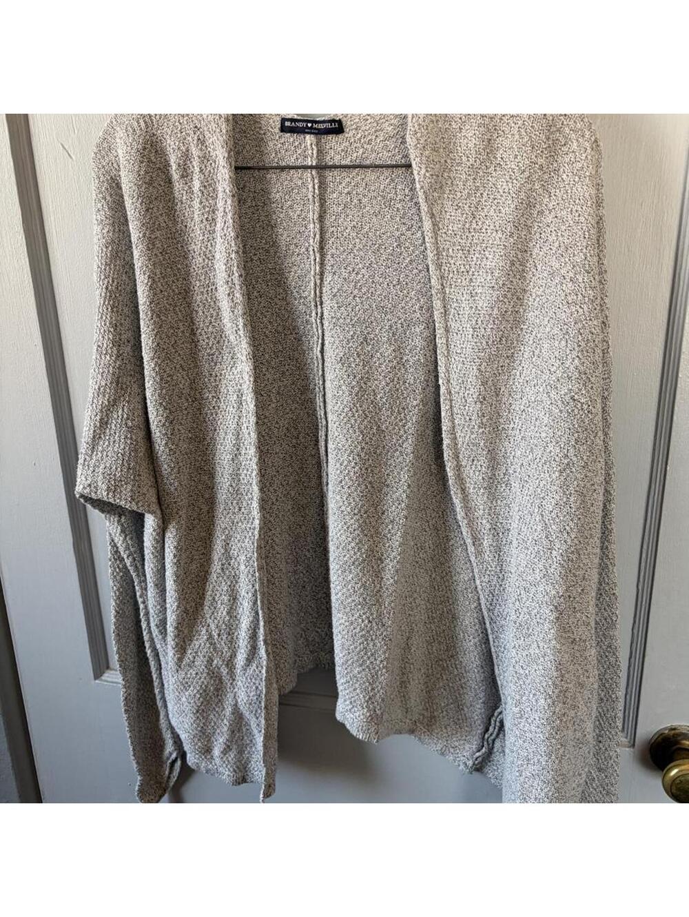 Brandy Melville Women's Grey and Cream Cardigan